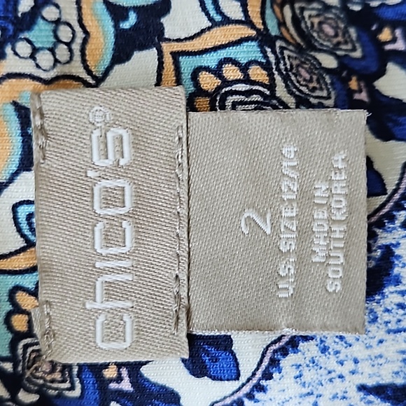 Chico's blue/white fancy print short sleeve casual dress-2 - Picture 5 of 8